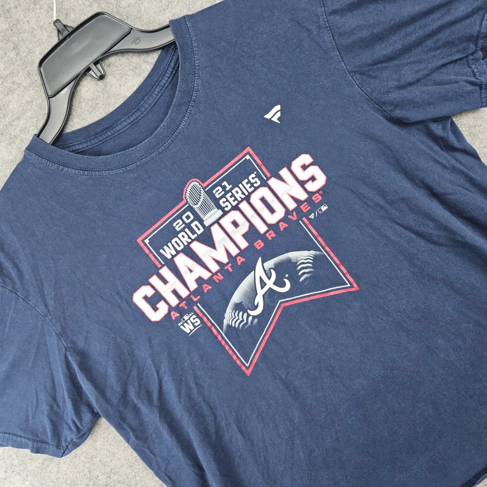 Fanatics Atlanta Braves 2021 World Series Champions Tee T-Shirt Mens Navy Blue L